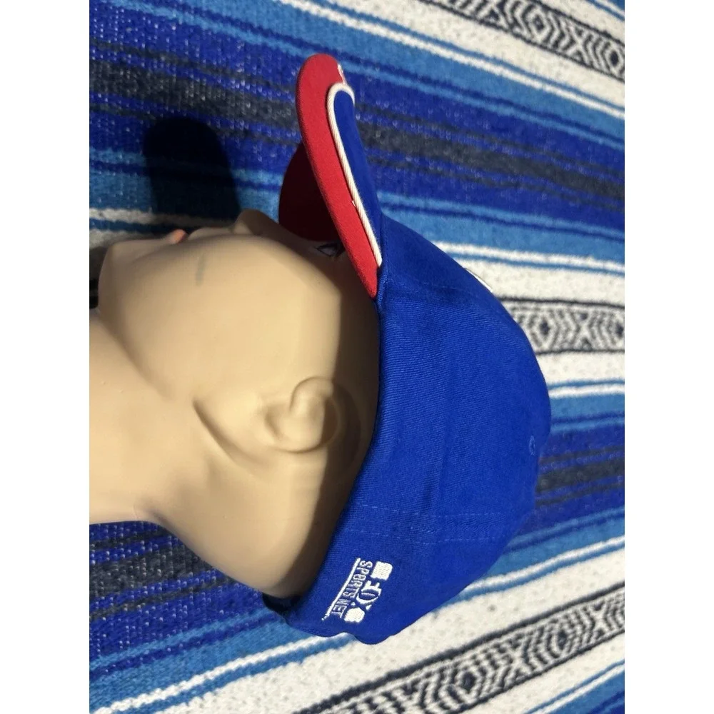Texas Rangers Hat Adult Velcroback Classic Blue and Red 100% Cotton Promotional